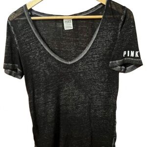 PINK Victoria's Secret Black Short Sleeve T-Shirt Size Small